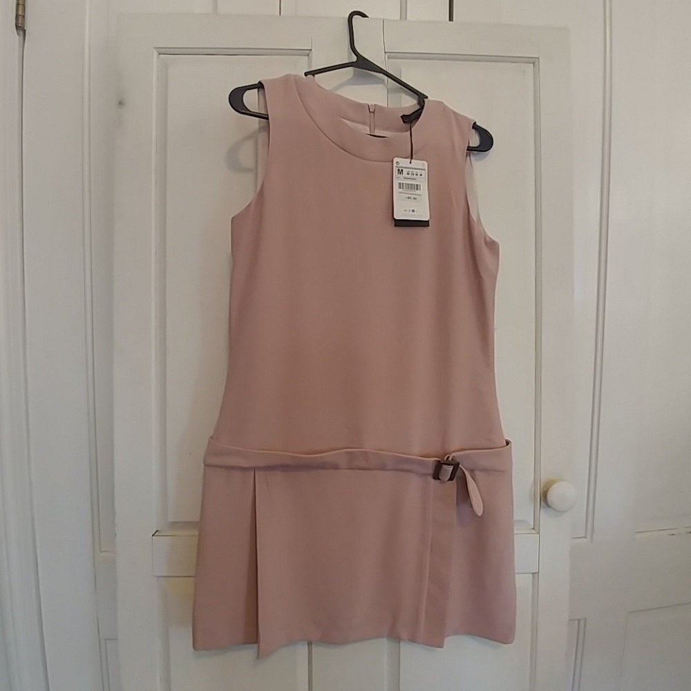 Zara Woman Mod style dress blush size M